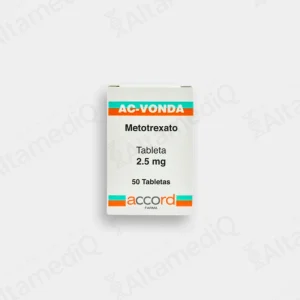 Caja de medicamento de alta especialidad Ac-Vonda Metotrexato 2.5 mg con 50 tabletas Accord. Farmacia de Alta Especialidad AltamediQ.