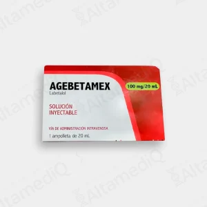 Caja de medicamento antihipertensivo Agebetamex Labetalol 100 mg / 20 mL solución inyectable con 1 ampolleta Naturalmed. Farmacia AltamediQ.