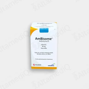 Caja de medicamento de alta especialidad Ambisone Amfotericina B 50 mg solución inyectable Stendhal. Farmacia de Alta Especialidad AltamediQ.