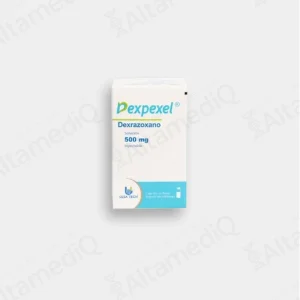 Caja de medicamento de alta especialidad Dexpexel Dexrazoxano 500 mg solución inyectable Ulsatech. Farmacia de Alta Especialidad AltamediQ.