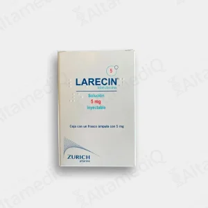 Caja de medicamento de alta especialidad Larecin Idarubicina 5 mg solución inyectable Zurich. Farmacia de Alta Especialidad AltamediQ.