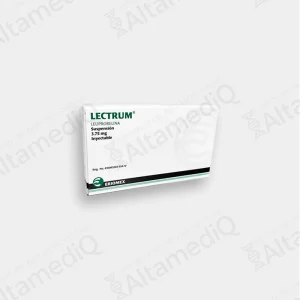 Caja de medicamento de alta especialidad Lectrum Leuprorelina 3.75 mg suspensión inyectable Eriomex. Farmacia de Alta Especialidad AltamediQ.