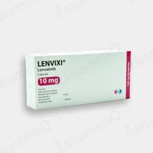 Caja de medicamento oncológico de alta especialidad Lenvixi Lenvatinib 10 mg con 30 cápsulas Eisai. Farmacia de Alta Especialidad AltamediQ.