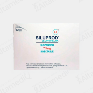 Caja de medicamento de alta especialidad Siluprod Leuprorelina 7.5 mg suspensión inyectable Zurich. Farmacia de Alta Especialidad AltamediQ.