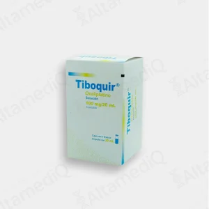 Caja de medicamento oncológico de alta especialidad Tiboquir Oxaliplatino 100 mg / 20 mL solución inyectable Ulsatech. Farmacia de Alta Especialidad AltamediQ.