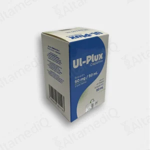 Caja de medicamento oncológico de alta especialidad UL-PLUX Cisplatino 50 mg / 50 mL solución inyectable Ulsatech. Farmacia de Alta Especialidad AltamediQ.