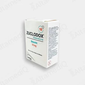 Caja de medicamento de alta especialidad Zuclodox Doxorubicina 10 mg solución inyectable Zurich. Farmacia de Alta Especialidad AltamediQ.