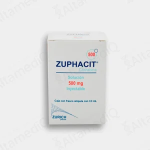 Caja de medicamento oncológico de alta especialidad Zuphacit Citarabina 500 mg solución inyectable Zurich. Farmacia de Alta Especialidad AltamediQ.
