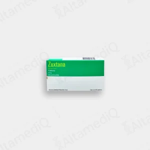Caja de medicamento de alta especialidad Zuxtana Bosentán 32 mg con 26 tabletas dispersables Janssen. Farmacia de Alta Especialidad AltamediQ.