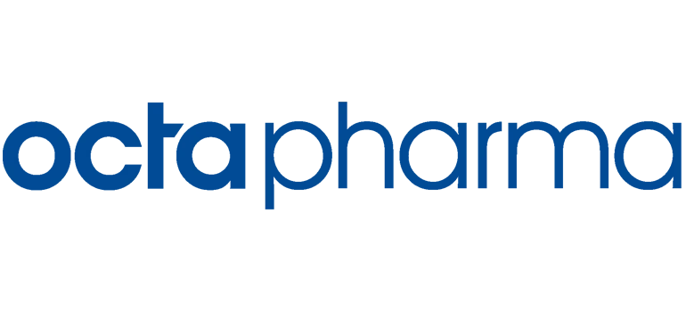 Logotipo de Octapharma, laboratorio farmacéutico aliado de AltamediQ para la distribución de medicamentos derivados de plasma humano.