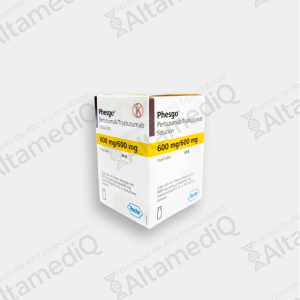 Caja de Phesgo Pertuzumab Trastuzumab 600 mg 600 mg solución inyectable dosis mantenimiento Roche farmacia alta especialidad AltamediQ