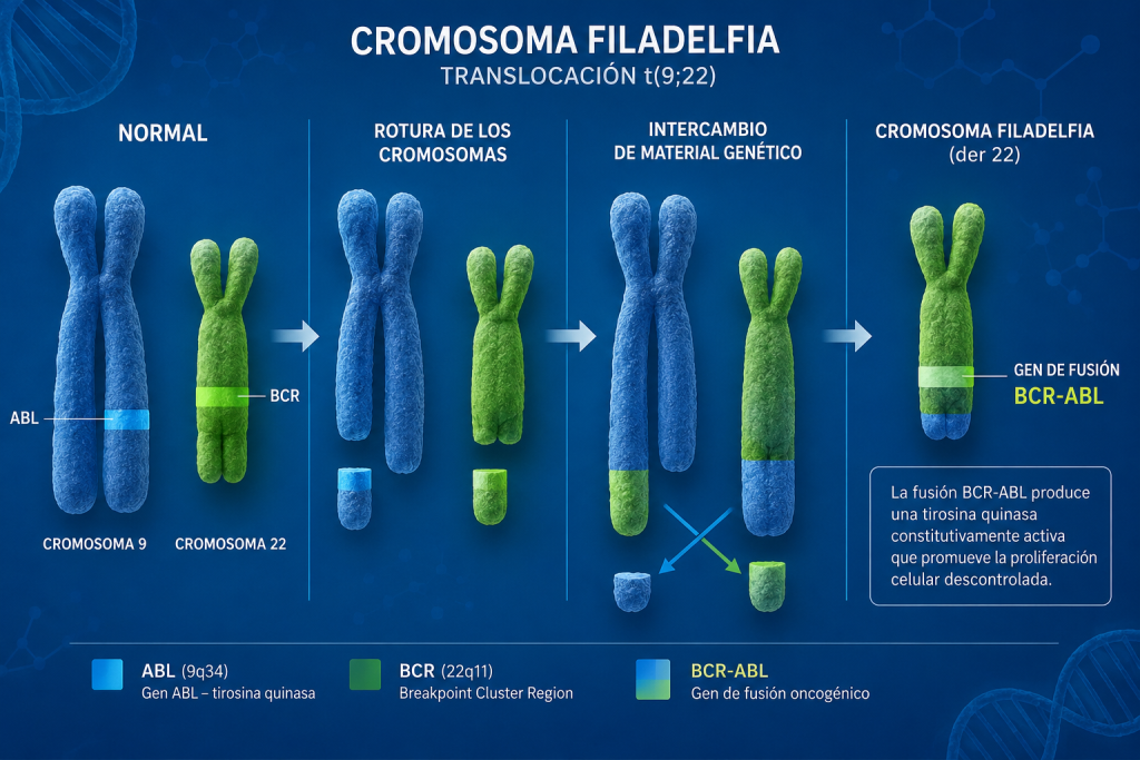 Guía de leucemia mieloide crónica en México — cromosoma Filadelfia, tratamiento con Imatinib y medicamentos disponibles en AltamediQ