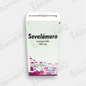 Caja de Sevelámero 800 mg con 180 comprimidos de laboratorios Ultra en AltamediQ, farmacia de alta especialidad.